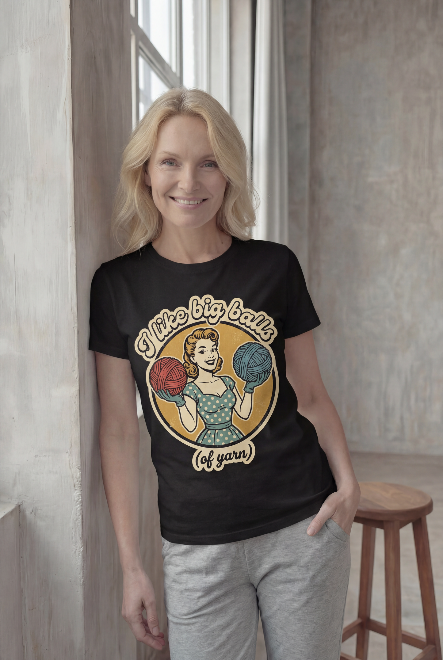 Actual Tea– Vintage Knitting Graphic Shirt, Funny Crochet Gift for Crafters.