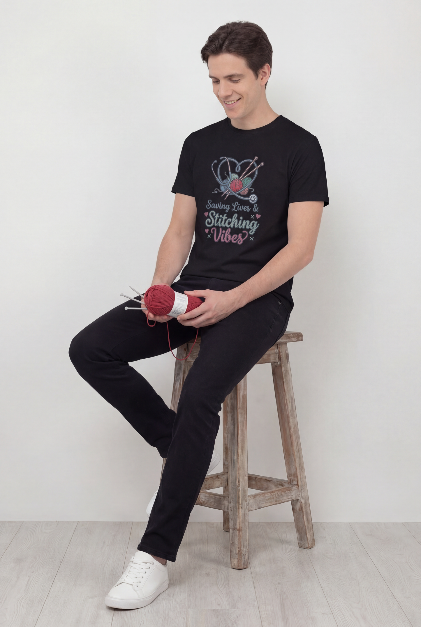 Stitching Vibes Tee — "Saving Lives & Stitching Vibes" Sewing Nurse Craft Shirt