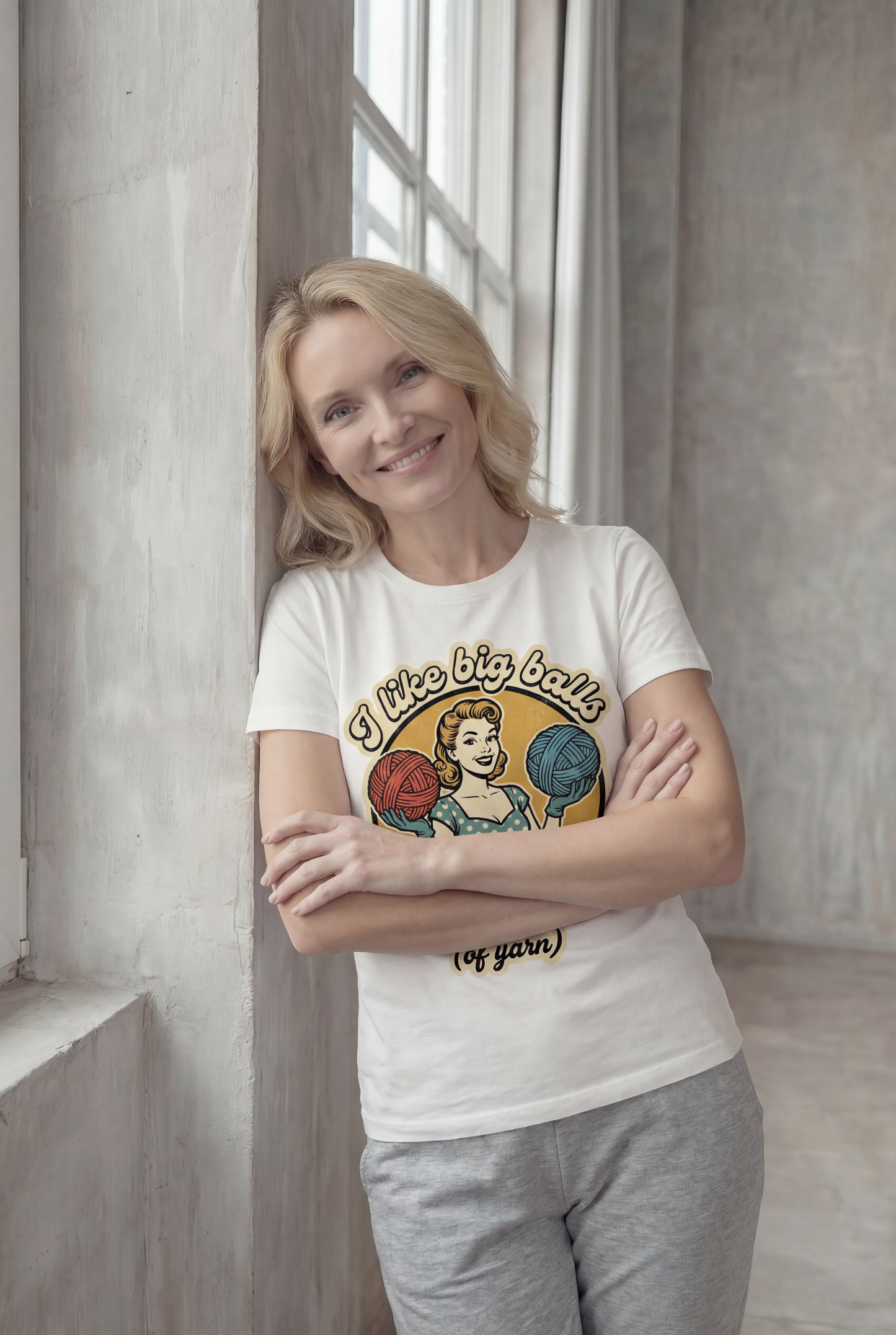 Actual Tea– Vintage Knitting Graphic Shirt, Funny Crochet Gift for Crafters.