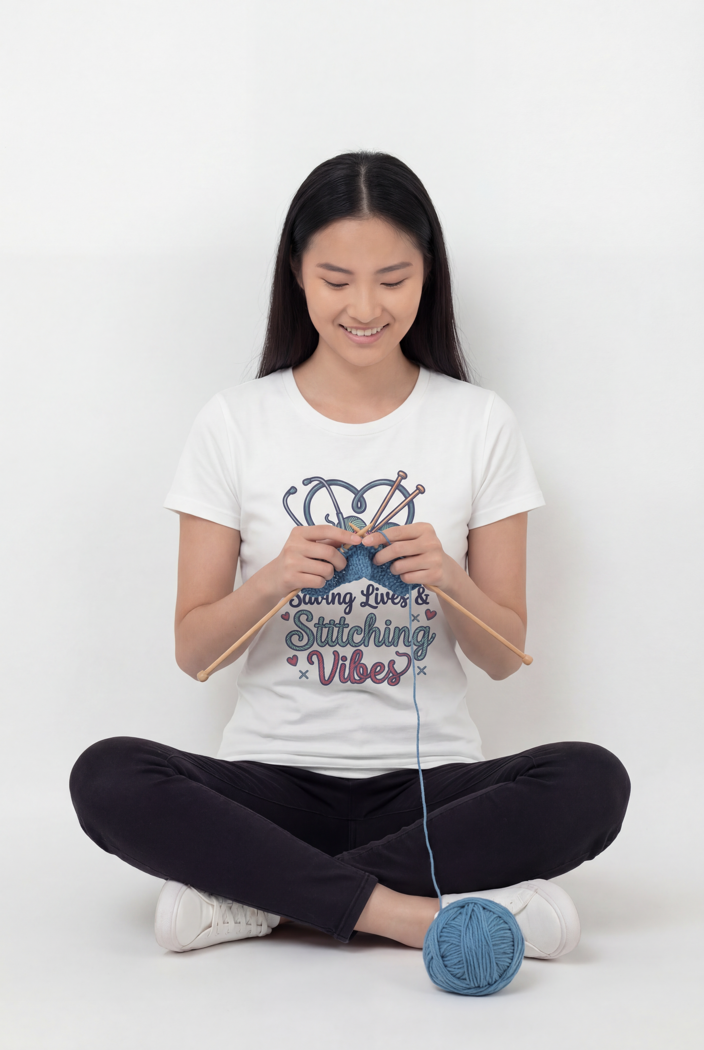 Stitching Vibes Tee — "Saving Lives & Stitching Vibes" Sewing Nurse Craft Shirt