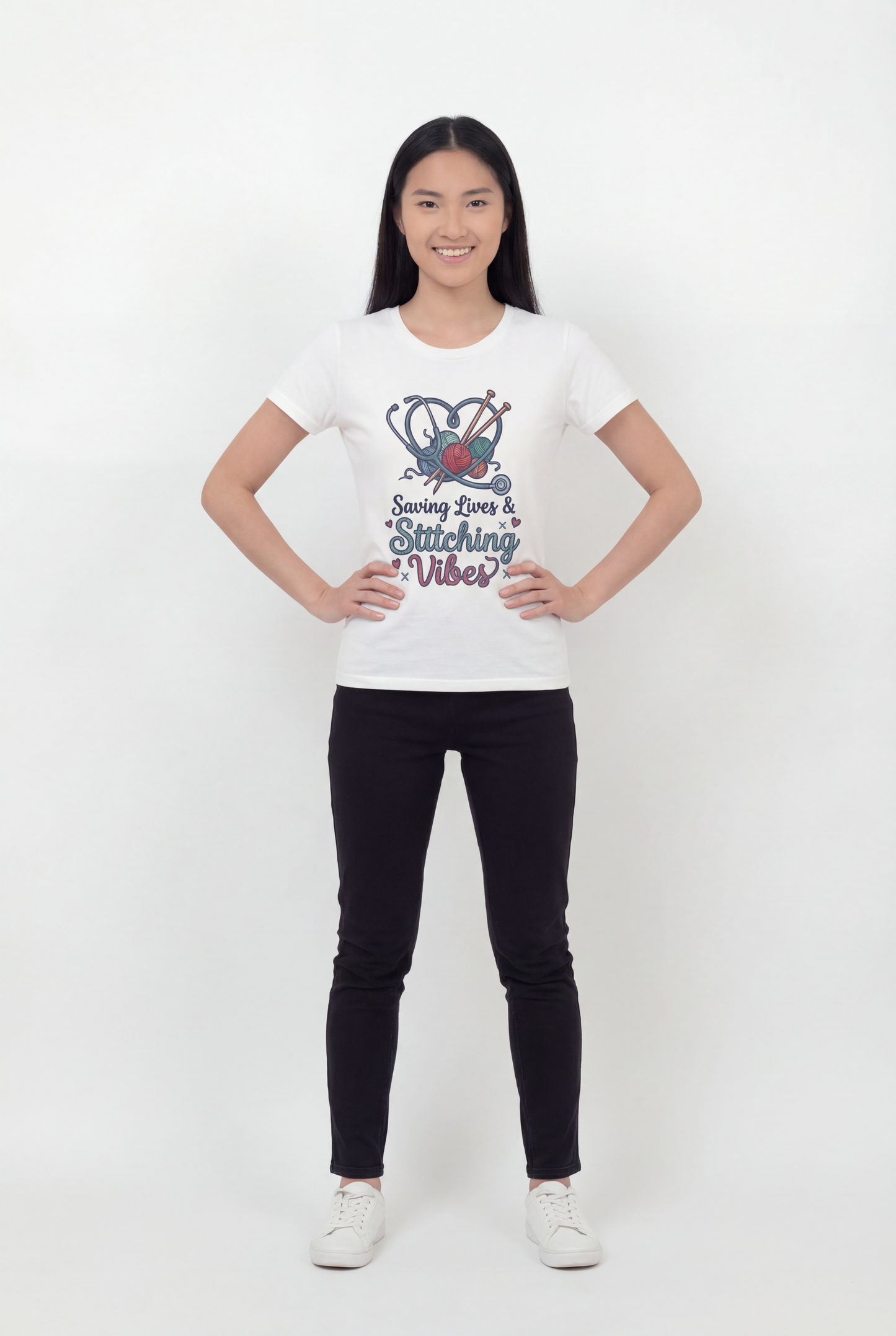 Stitching Vibes Tee — "Saving Lives & Stitching Vibes" Sewing Nurse Craft Shirt