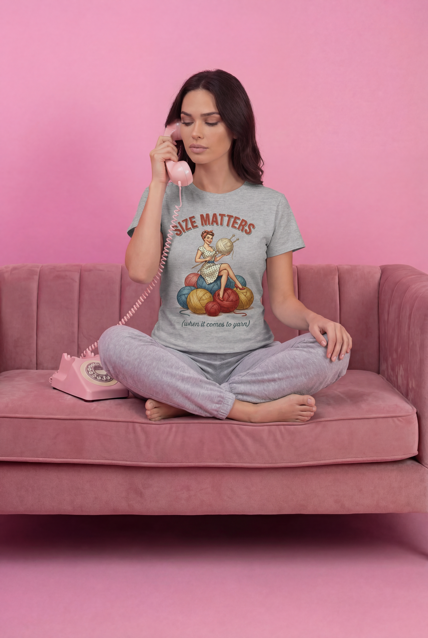 Size Matters Knitting Tee — Vintage Knitter Graphic T-Shirt